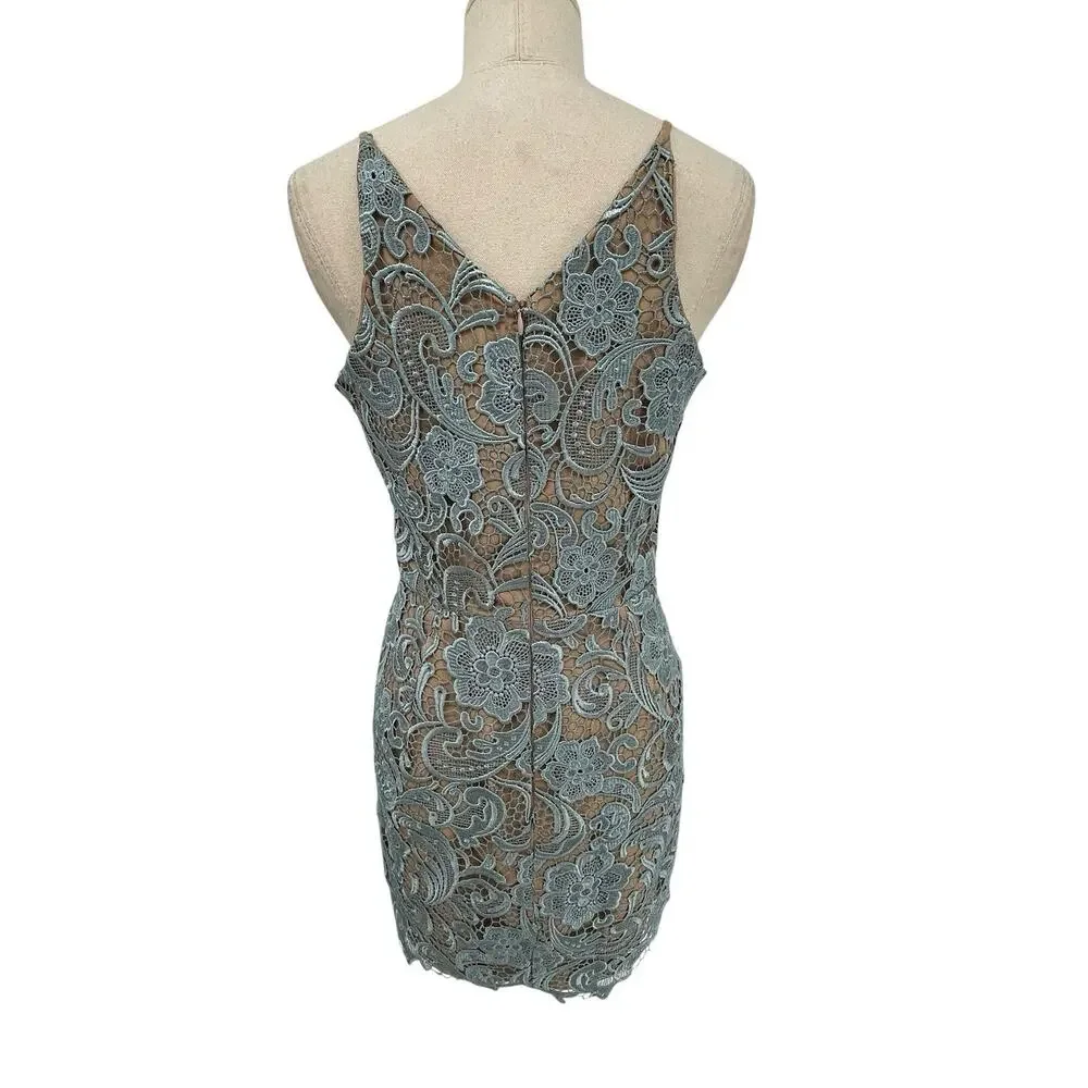 Dress The Population Allie Lace Dress Mini Blue Size Medium - Picture 6 of 12
